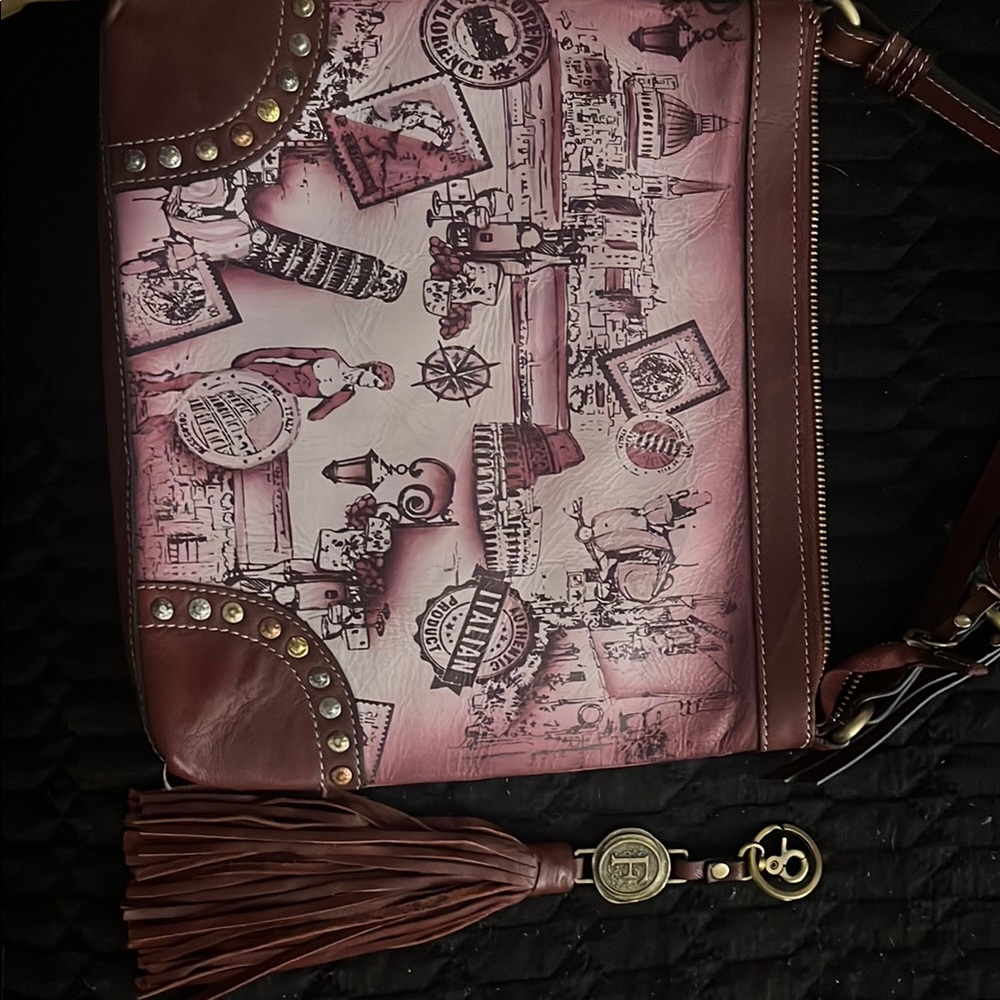 Brown and Pink Designer Shoulder Bag